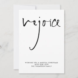 Rejoice Script Black White Namn jul Julkort