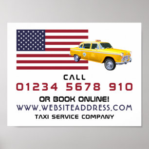 Reklam för American Flagga Taxi Cab Poster