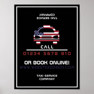 Reklam för amerikanska Flagga Taxi Cab Logotyp Poster