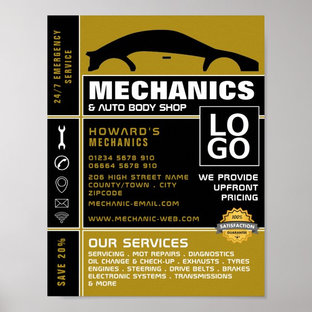 Reklam för bilars Logotyp, automatisk mekanik och  Poster (Framsidan)