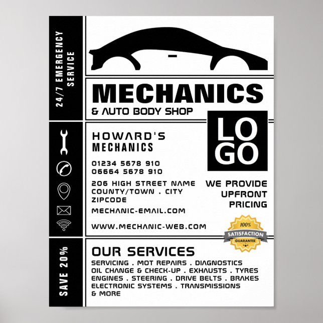 Reklam för bilars Logotyp, automatisk mekanik och  Poster (Framsidan)