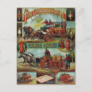 Reklam för brandsläckare för vintage Firefighter F Vykort