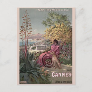    Reklam för Fransk av vintagens antika Cannes- Vykort