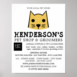 Reklam för guld Cat, Pet Store & Groomers Poster