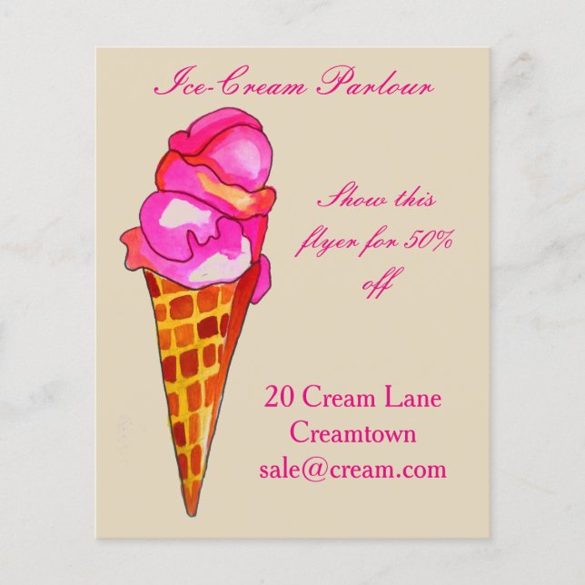 Reklam för iskrämsbutik Reklam för isgräddparlor Flygblad (Framsidan)