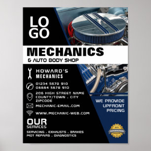 Reklam för motormotor, automatisk mekanik och repa poster