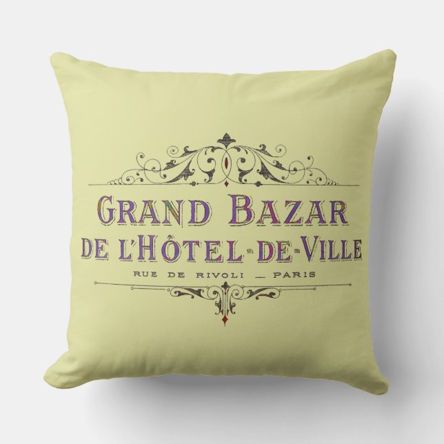 Reklam för Parisian Hotel Vintage Fransk Kudde (Framsida)