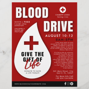 Reklam för Red Blood Drive Donation Health Reklamblad