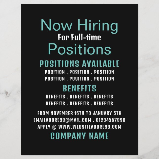 Reklam för rekrytering av lediga snyggtar reklamblad (Framsidan)