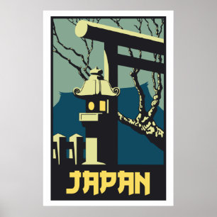 Reklam för resor i stil i Retro vintage Japan Poster