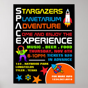 Reklam för rymd- och planetariumhändelser poster
