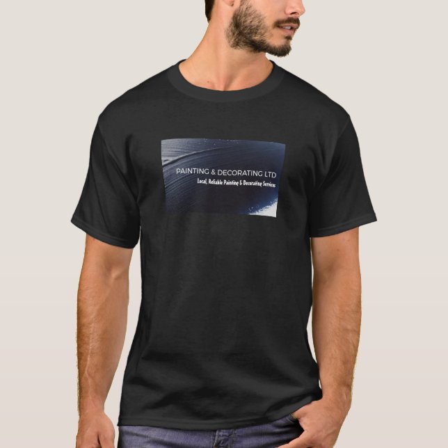 Reklam för svartmålstreck och dekorator t shirt (Framsida)