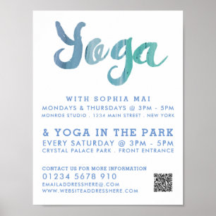 Reklam för trendigets moderna blå Yoga-klass Poster