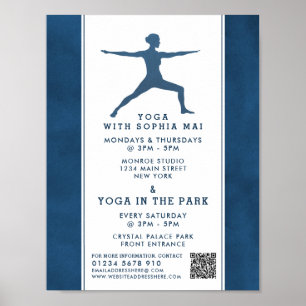 Reklam för trendigets moderna marinblå Yoga-klass Poster