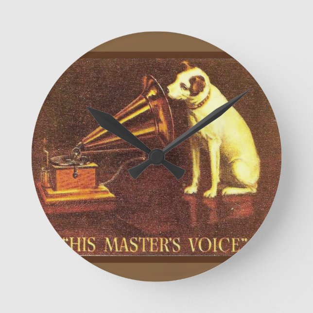 Reklam för vintage, hans masters Voice Rund Klocka (Framsida)