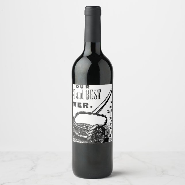 Reklam för vintagens gräsmatta vinflaska etikett (Framsida)