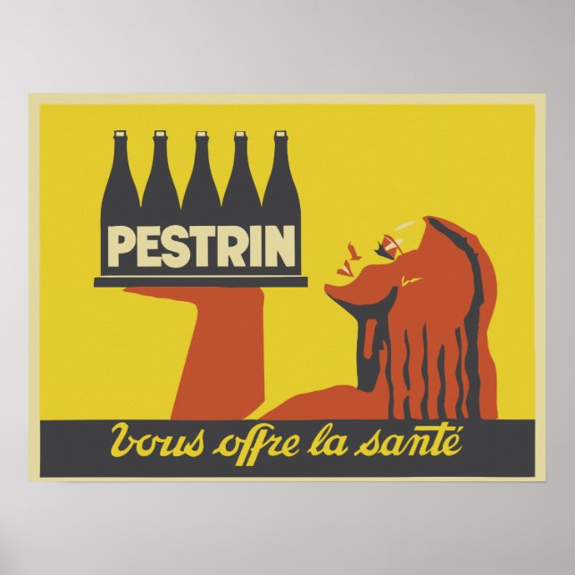Reklam från Retro art deco Minero i vatten Poster (Framsidan)
