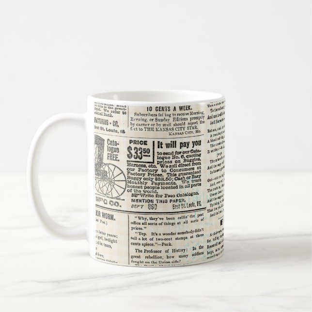 Reklam i tidningen vintage kaffemugg (Vänster)