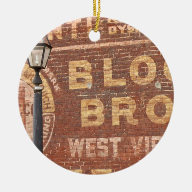 Reklam på sidan av byggnaden julgransprydnad keramik (Framsidan)