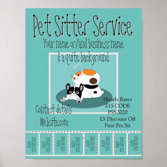 Reklam Poster tjänsten Pet Sitter Service (Framsidan)