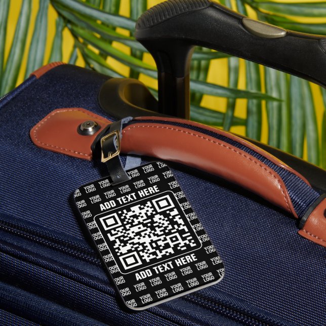 Reklam QR-kod (redigerbar) plus logotypmönster Bagagebricka (Framsida Insitu 1)