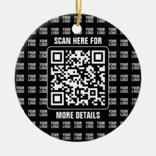 Reklam QR-kod (redigerbar) plus logotypmönster Julgransprydnad Keramik