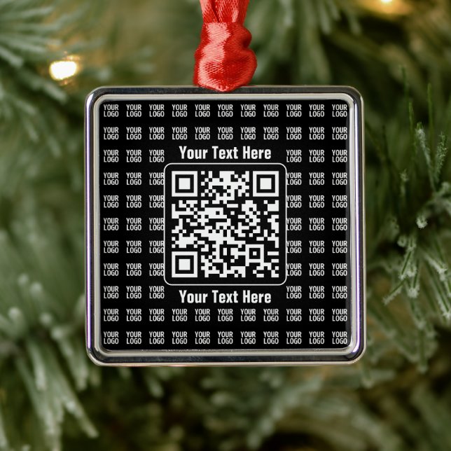 Reklam QR-kod (redigerbar) plus logotypmönster Julgransprydnad Metall (Träd)