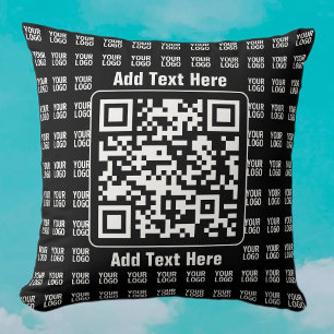 Reklam QR-kod (redigerbar) plus logotypmönster Kudde