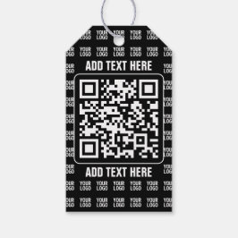 Reklam QR-kod (redigerbar) plus logotypmönster Presentetikett