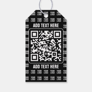 Reklam QR-kod (redigerbar) plus logotypmönster Presentetikett