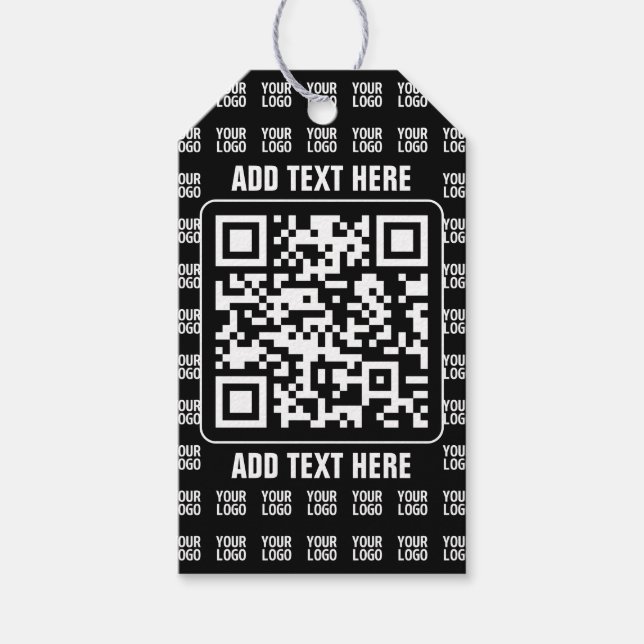 Reklam QR-kod (redigerbar) plus logotypmönster Presentetikett (Framsidan)