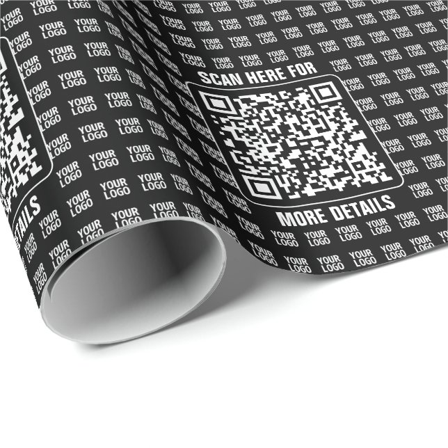 Reklam QR-kod (redigerbar) plus logotypmönster Presentpapper (Rullad Hörn)