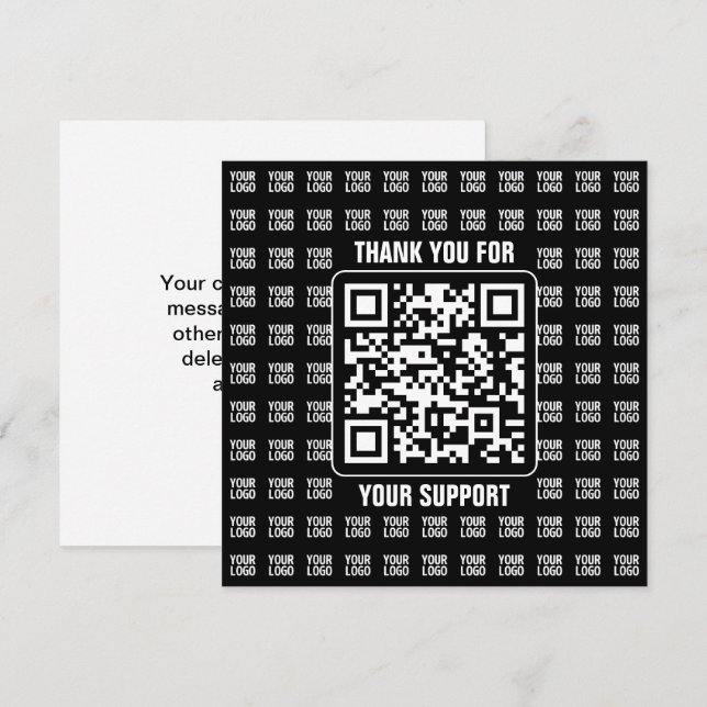 Reklam QR-kod (redigerbar) plus logotypmönster Tack Kort (Fram/baksida)