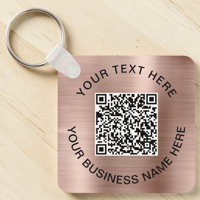 Reklam QR-kod Rose Gold Nyckelring (Promotional QR Code Rose Gold Keychain)