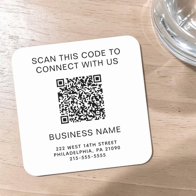 Reklam QR-kod Underlägg Papper Kvadrat (Promotional QR Code Square Paper Coaster)