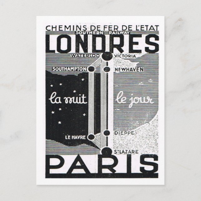Reklam, Rail poster London till Paris Vykort (Framsida)