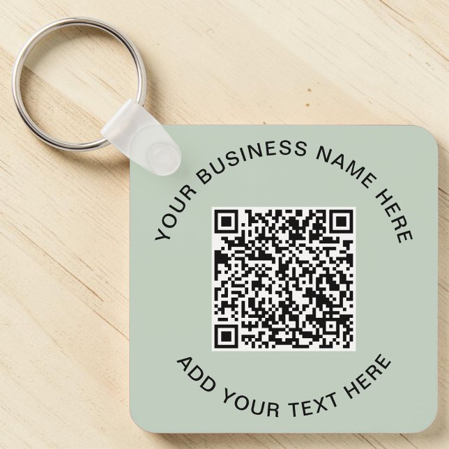 Reklam-Sagegrön QR-kod Nyckelring (Promotional Sage Green QR Code Keychain)