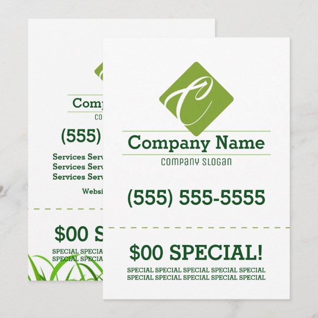 Reklamblad för gräsmattaomsorg 5x7 inbjudningar (Fram/baksida)