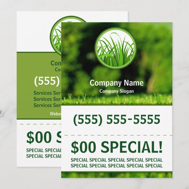 Reklamblad för gräsmattaomsorg 5x7 inbjudningar (Fram/baksida)
