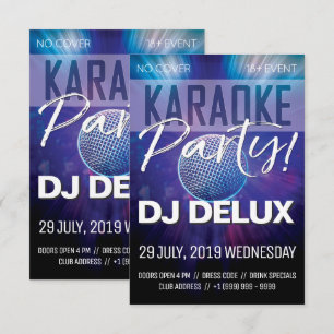 Reklamblad för klubb för Karaokeparty   DJ   Inbjudningar