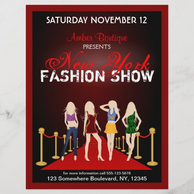 Reklamblad för mode för modehusShow märkes- röda (Framsidan)