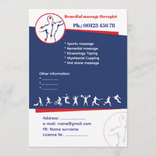 Reklamblad för remedial massage inbjudningar