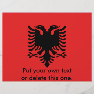Reklamblad med flagga av Albanien