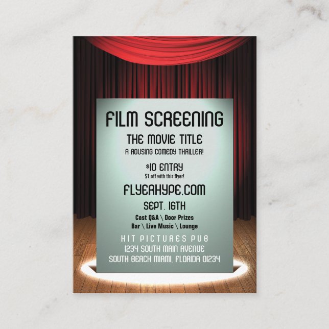 ReklambladHypebion filmar avskärma Visitkort (Framsida)