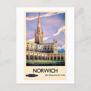 Reklamen i Norwich tåg poster Vykort