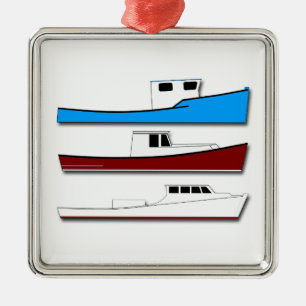Reklamfilmfiskebåtar Julgransprydnad Metall
