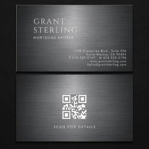 Reklamkort för inteckningsmäklare med metallisk QR Visitkort