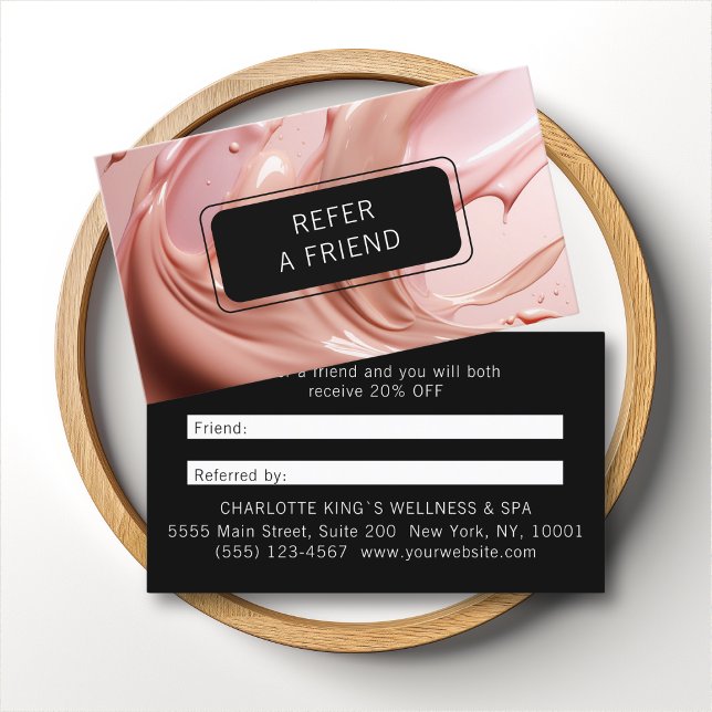 Rekommendera en vän! Blush Pink Beauty Salon Rabattkort (Refer A Friend! Blush Pink Beauty Salon Referral Card)