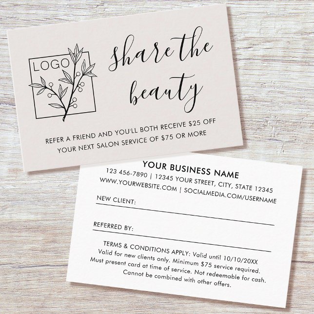 Rekommendera en vän Remisskort Logotyp Modern Off- Visitkort (Skapare uppladdad)