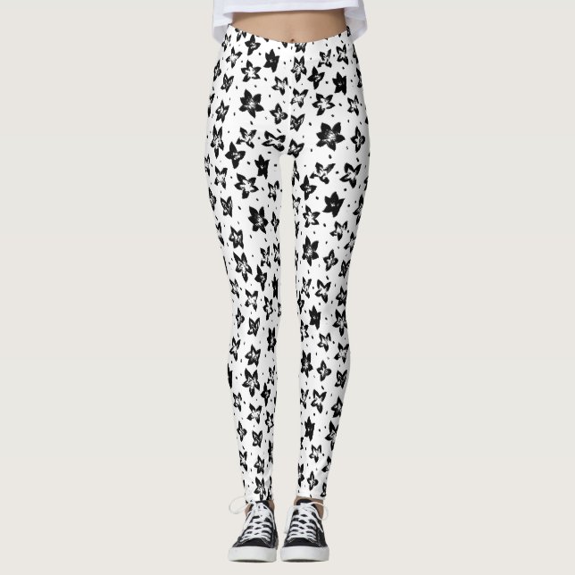 Rekonstruerat Blommönster - Akromatisk GOT Leggings (Framsida)